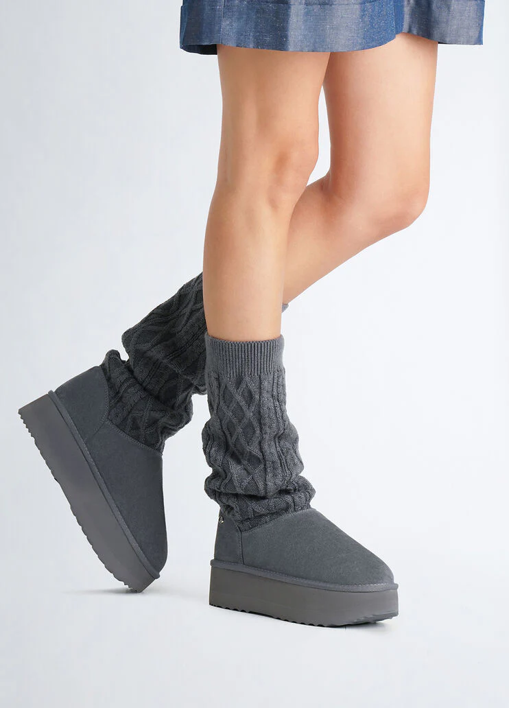 Knit platform boots