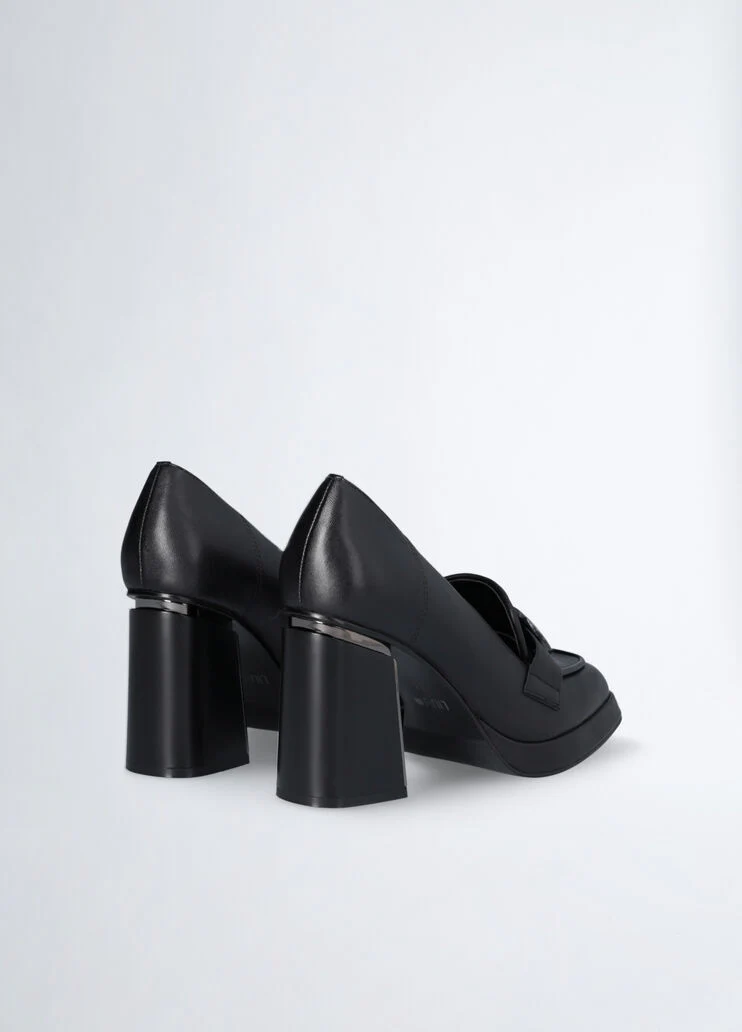 Black heeled loafers
