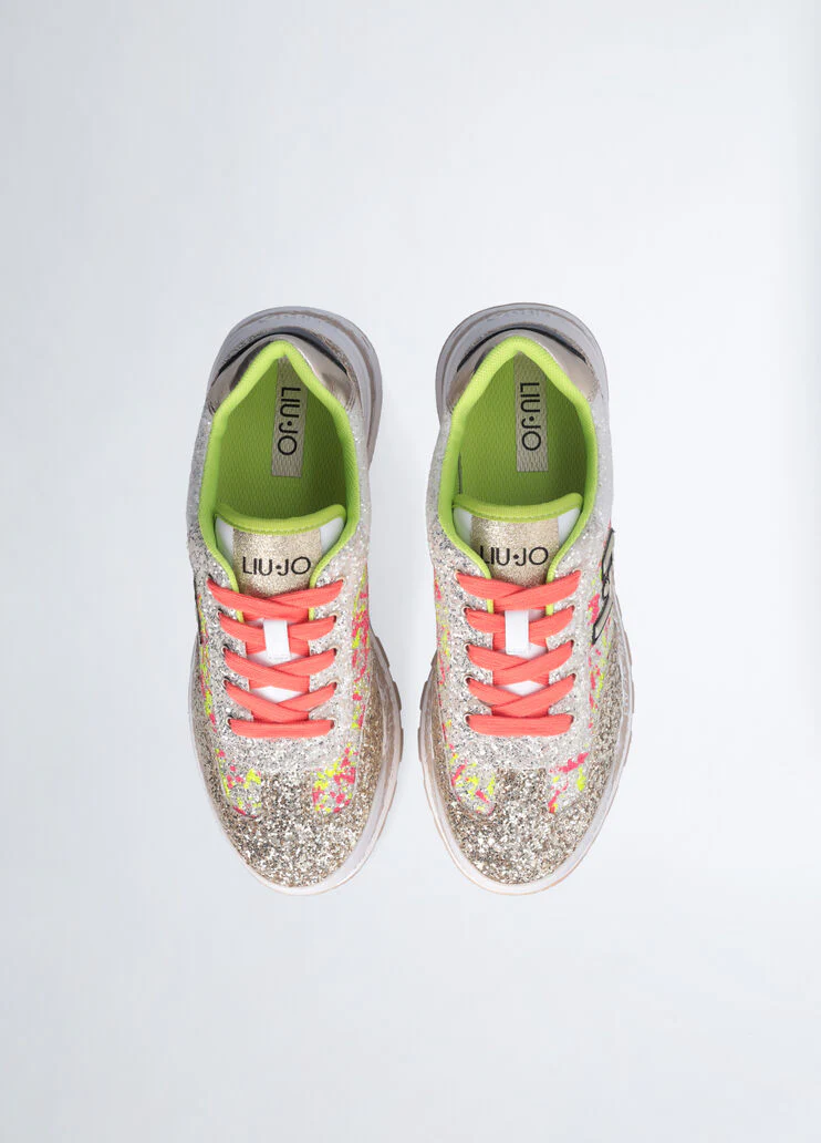 Platform sneakers with full glitter
