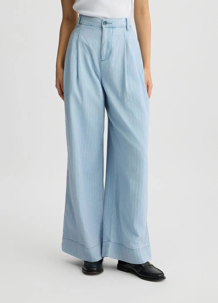 Pinstripe denim trousers