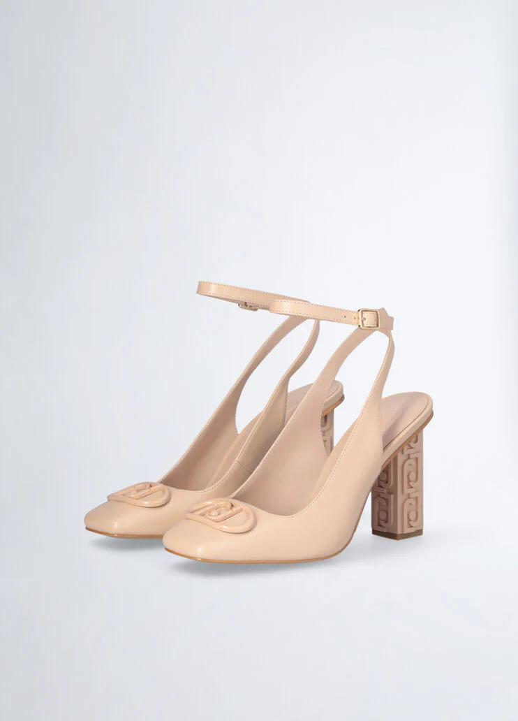 Slingbacks with branded heel