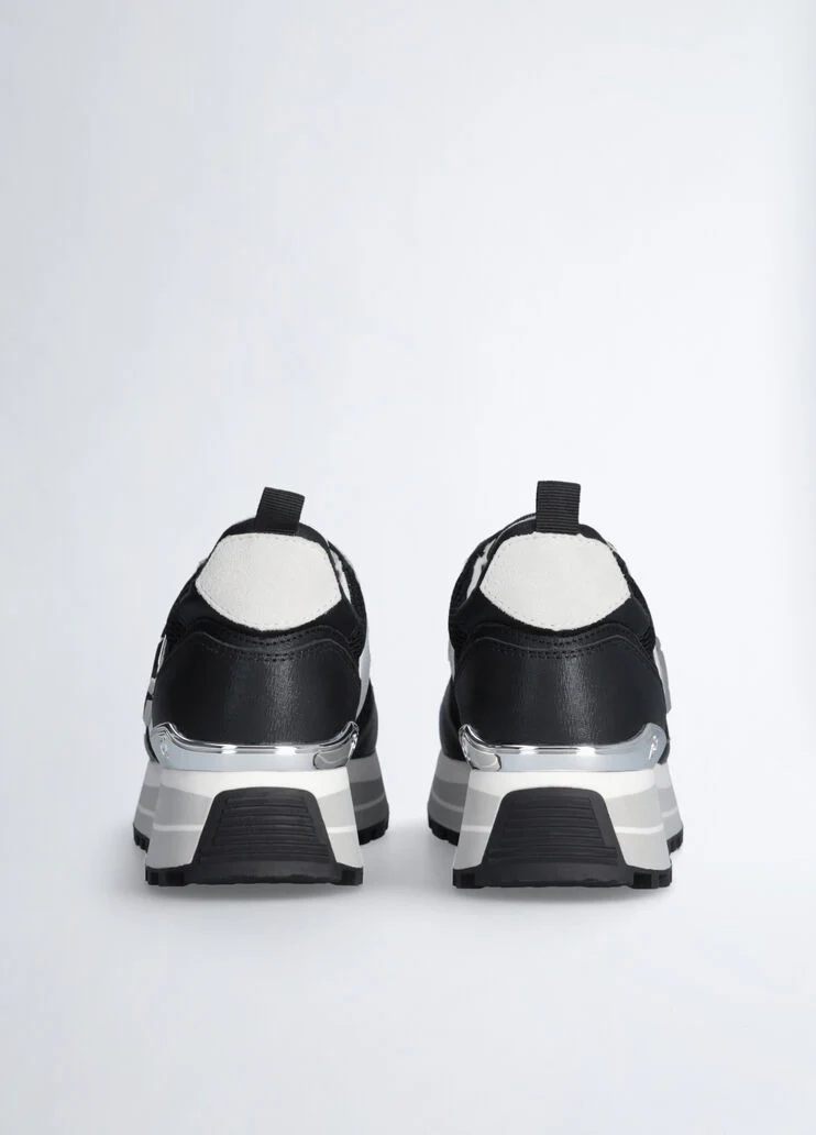 Leather and mesh platform sneakers