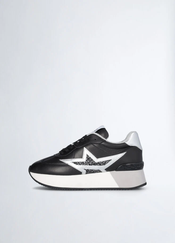 Black leather sneakers