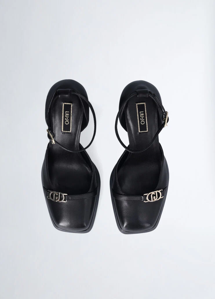 Black two-piece court shoes