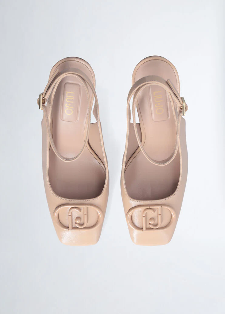 Slingbacks with branded heel