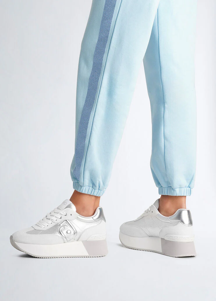 Metallic-effect denim sneakers