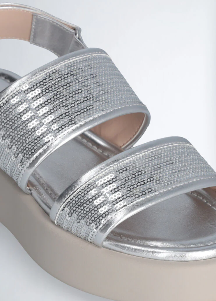 platform sandals with sequins