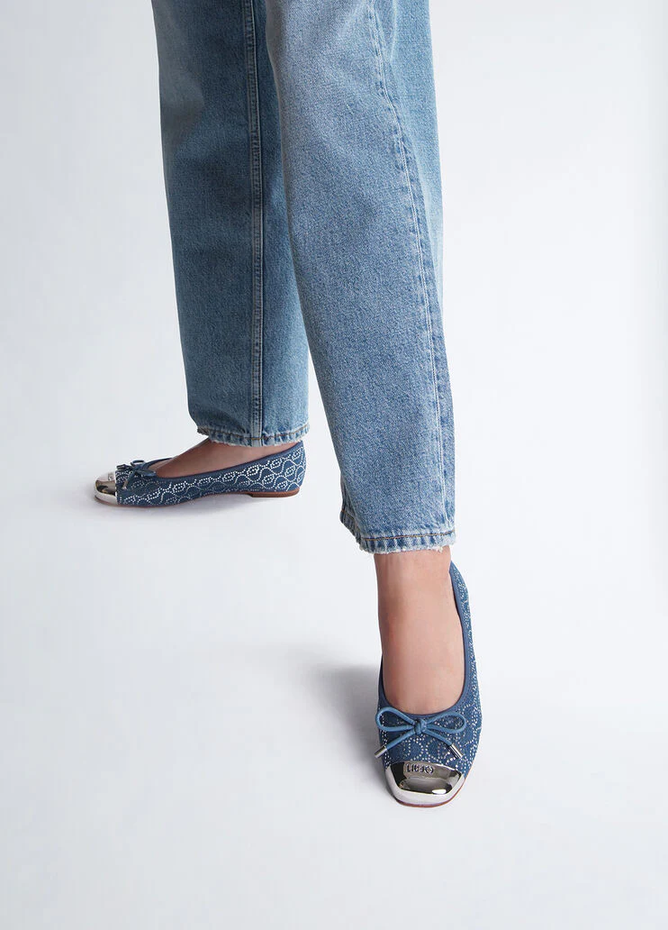 Denim ballet flats with sequins