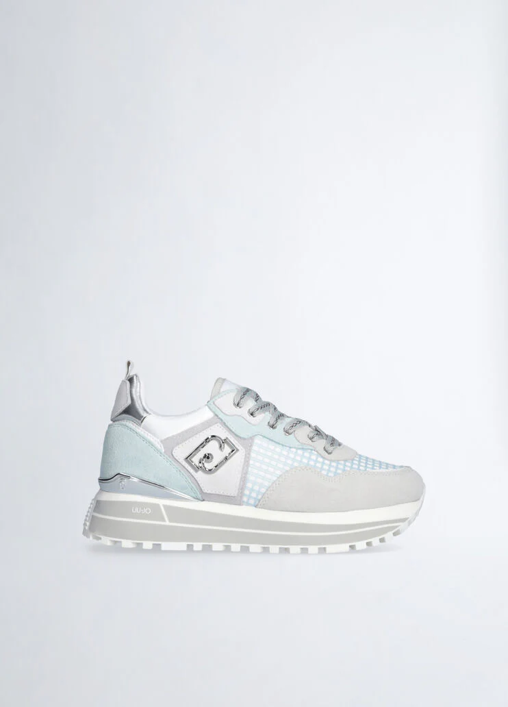 Suede and mesh platform sneakers