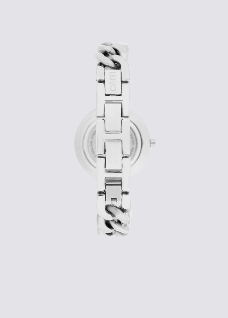 Steel watch with bejewelled chain