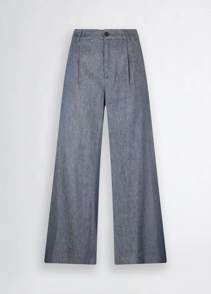 Flared denim trousers