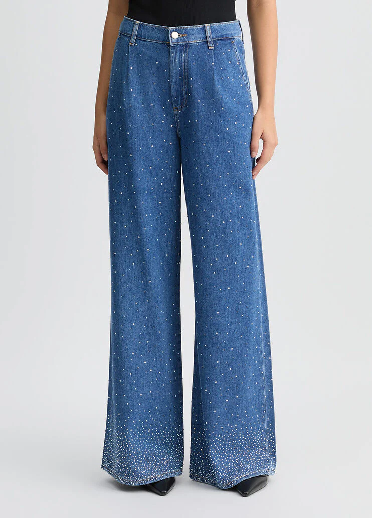 Flared jeans with rhinestones