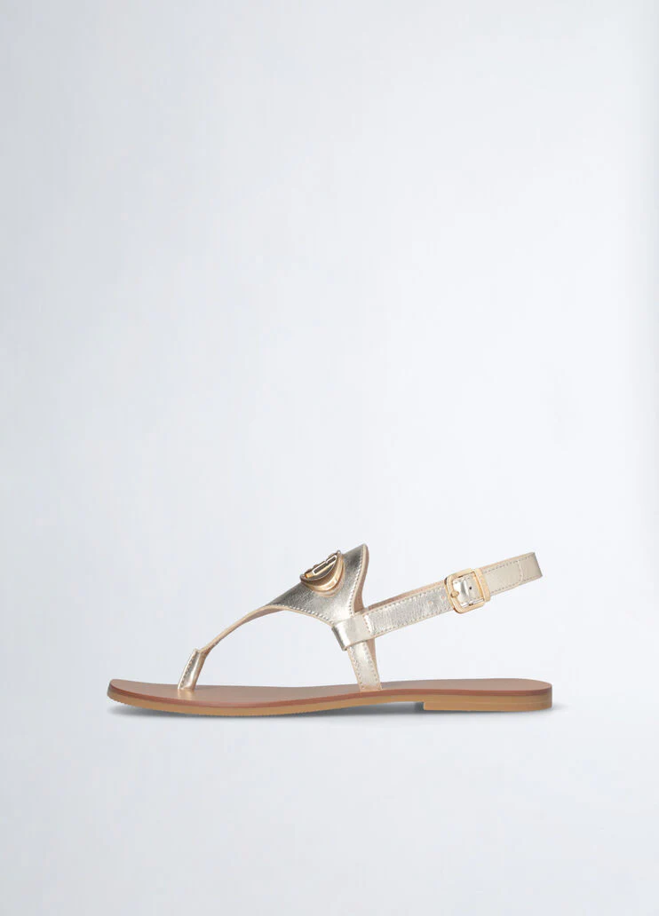 Metallic-effect thong sandals