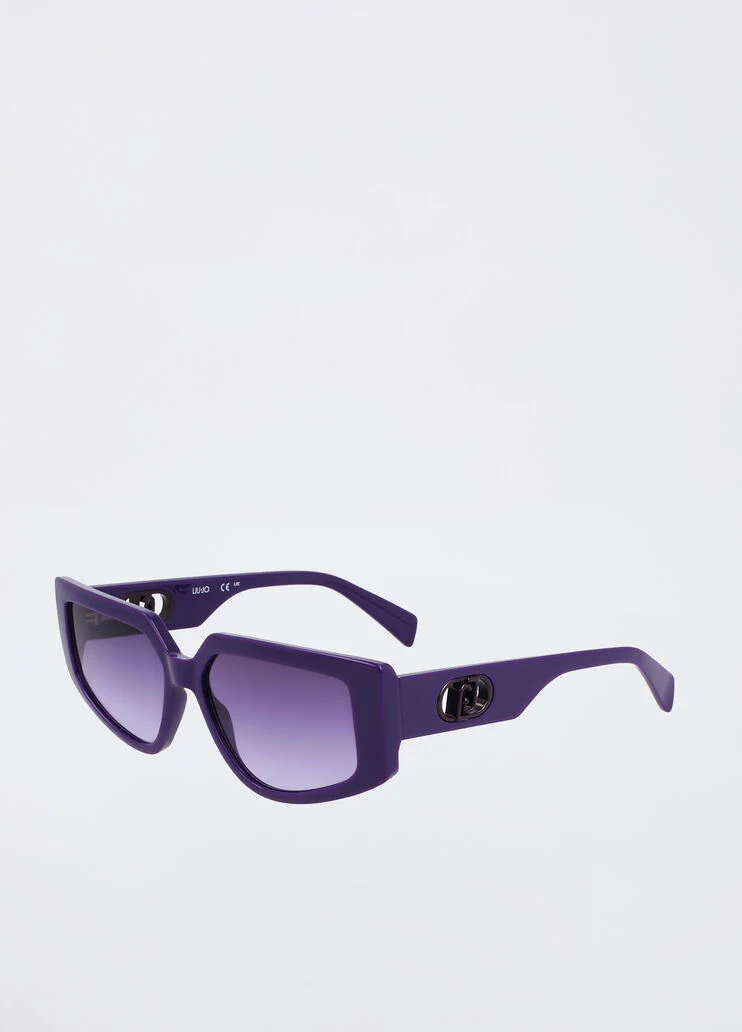Rectangular purple sunglasses