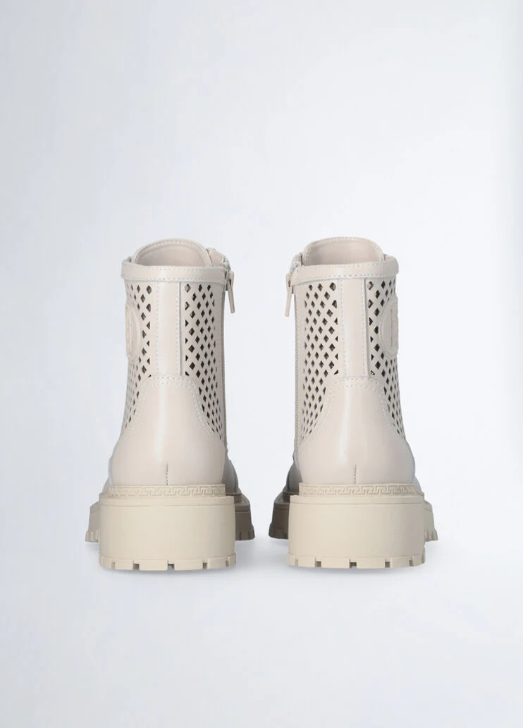 Perforated leather combat boots
