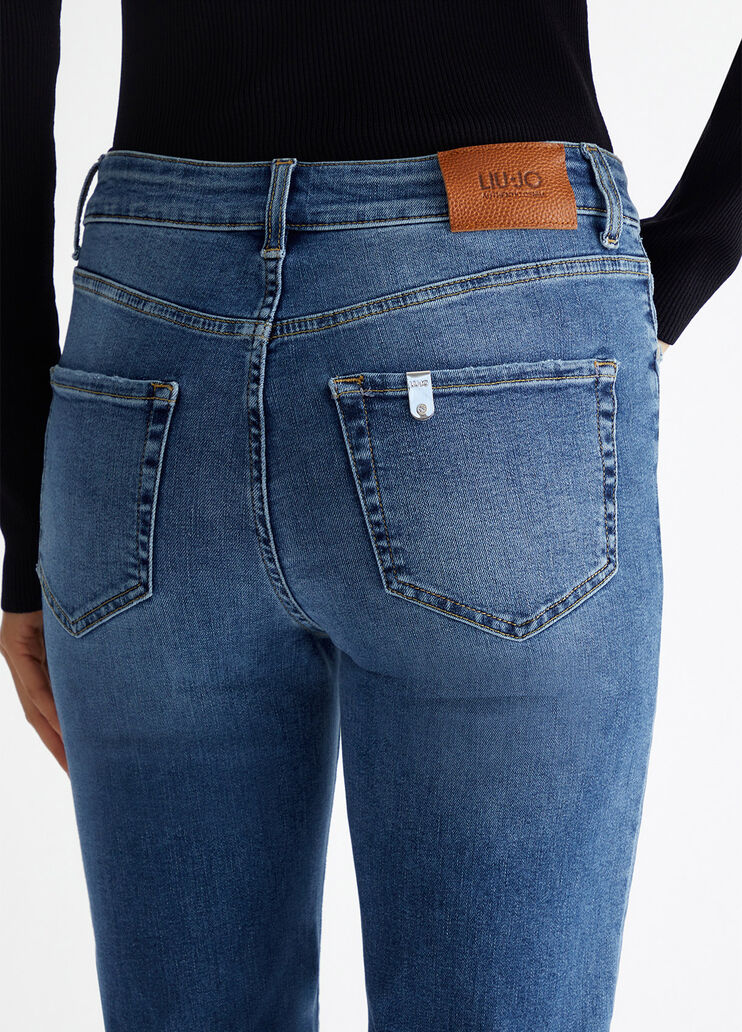 High-waisted straight-leg jeans