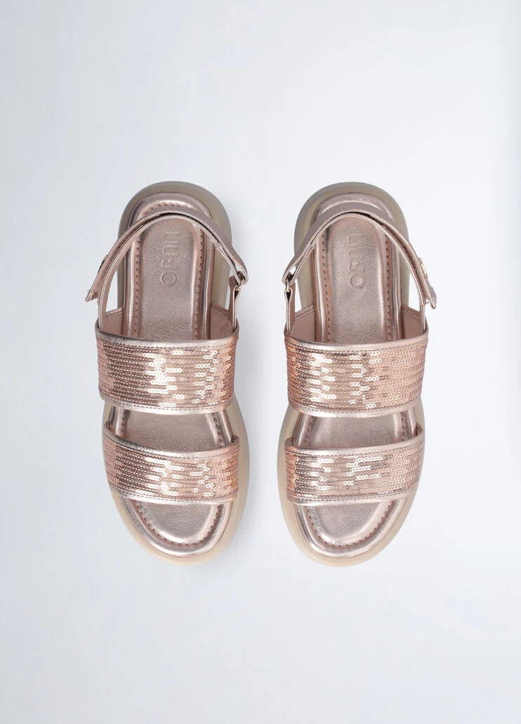 platform sandals with sequins