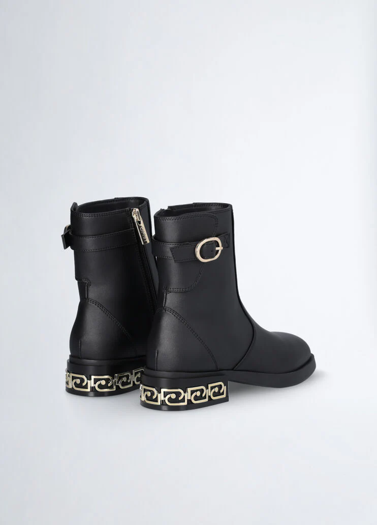 Black ankle boots with buckle