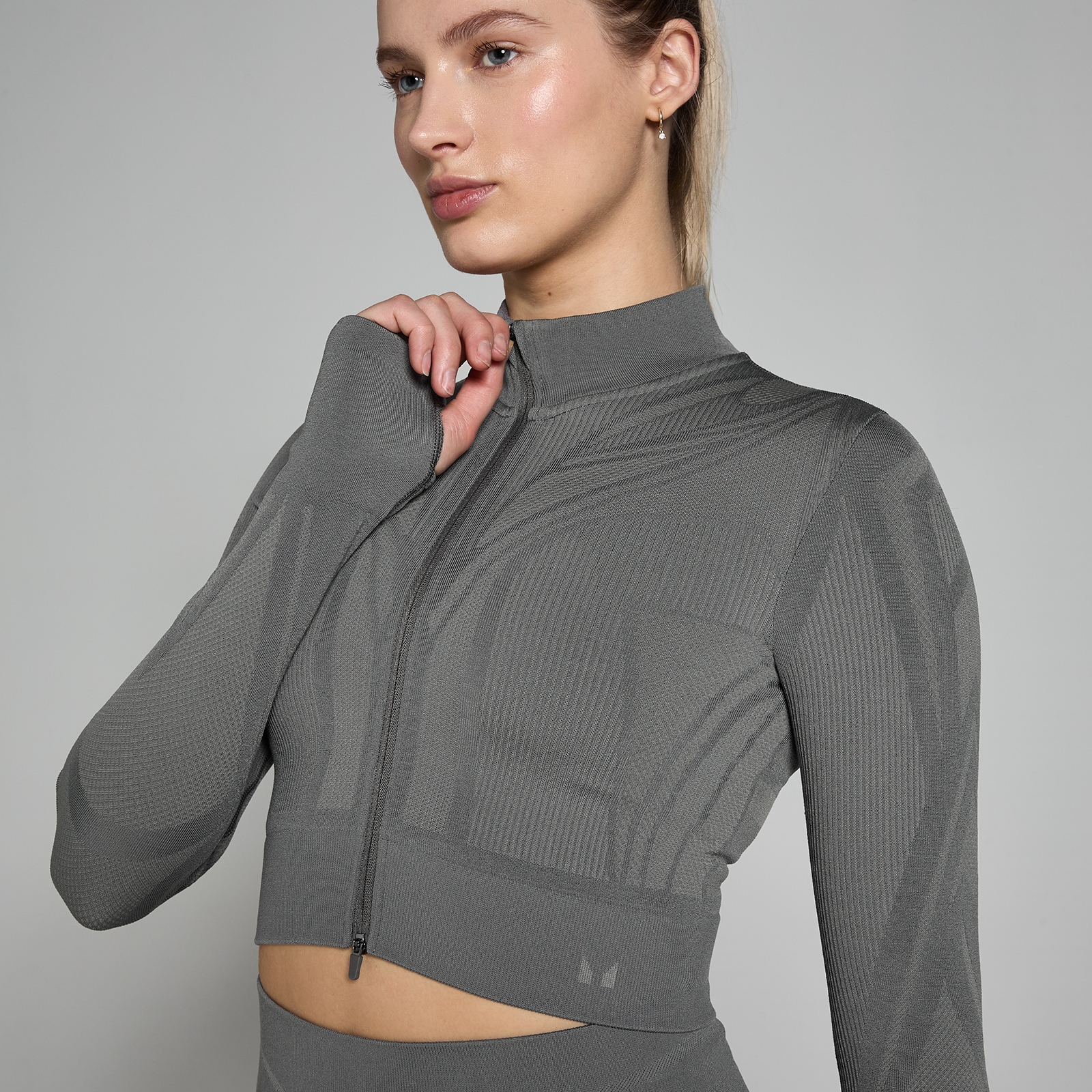 MP Women's Tempo Ultra Geometric Crop Seamless Jacket - Brindle