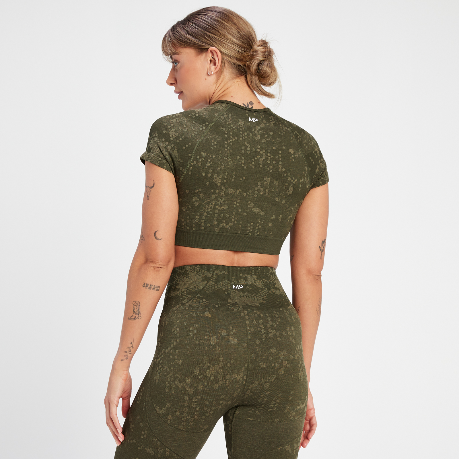 MP Women's Adapt Seamless Pattern Crop Top - Olive Green
