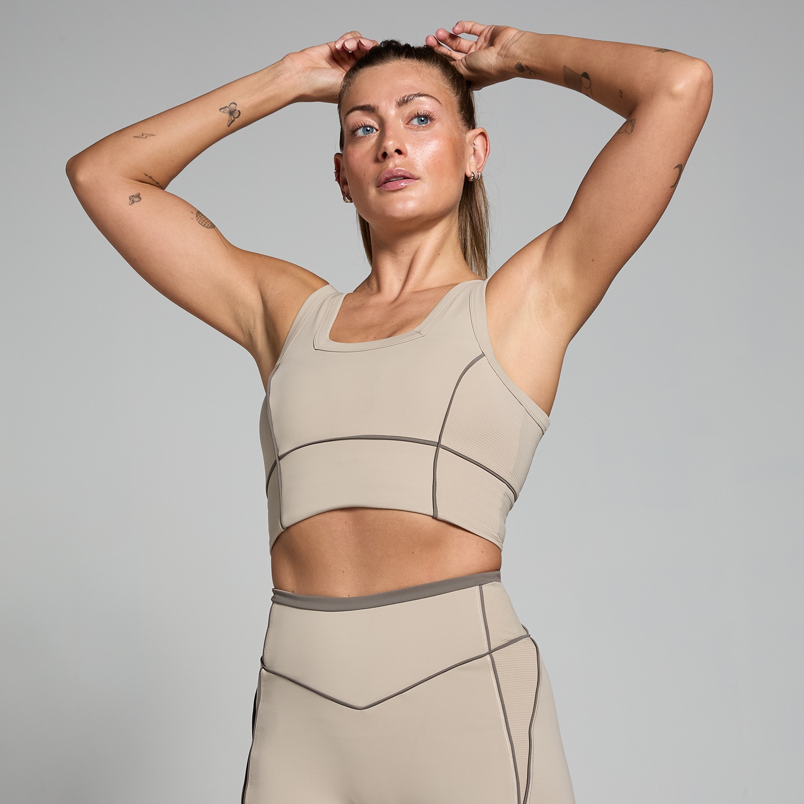 MP Women's Tempo Contrast Texture Sports Bra - Cashmere