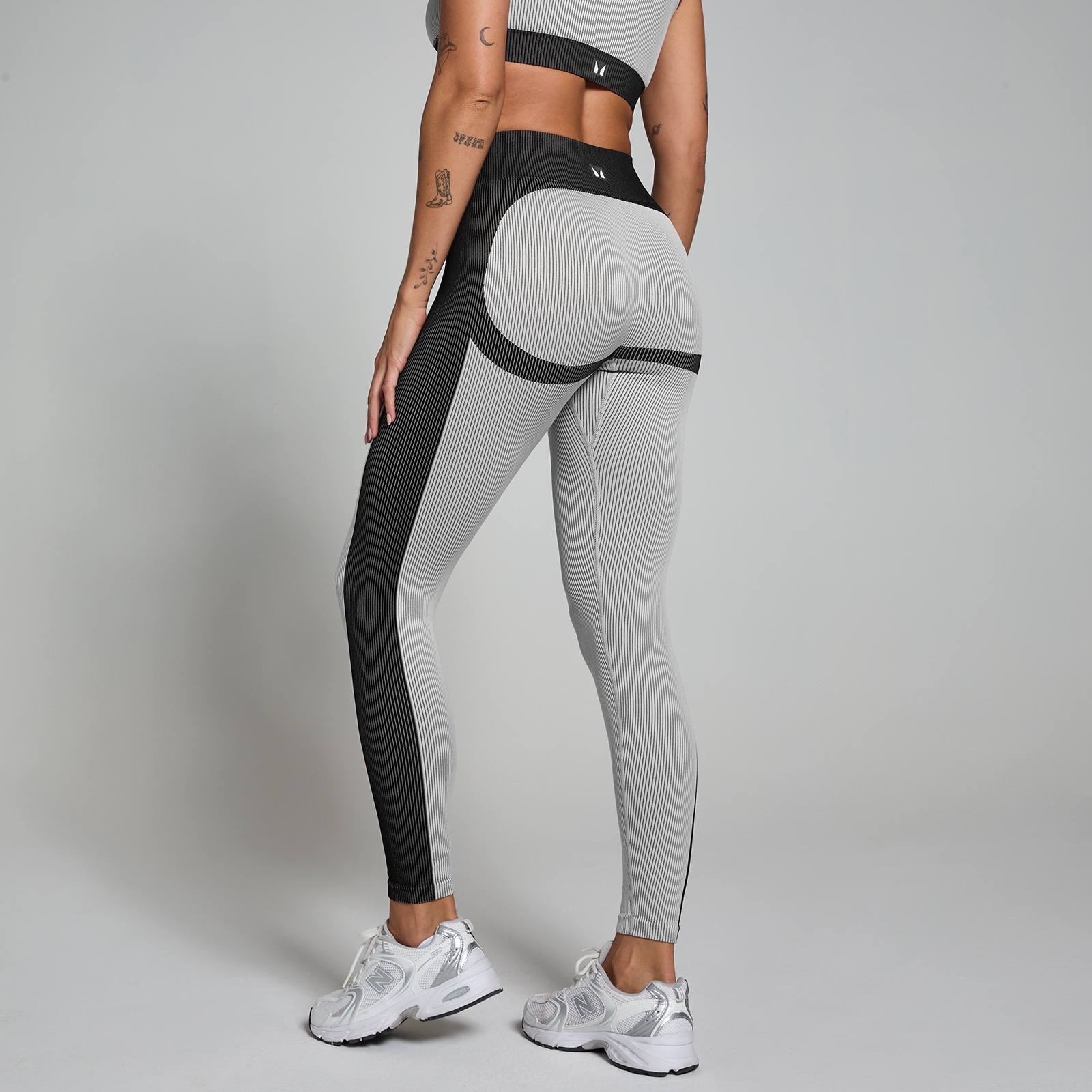 MP Women's Contrast Rib Seamless Leggings - Black/Grey