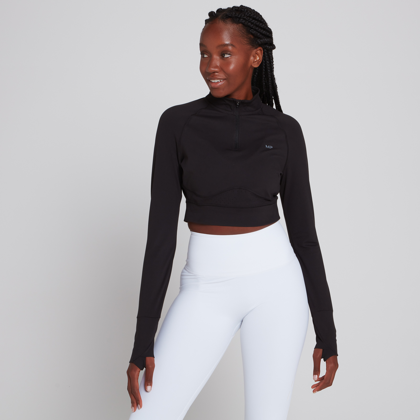 MP Women's Power Ultra Cropped 1/4 Zip Top - Spring Bud