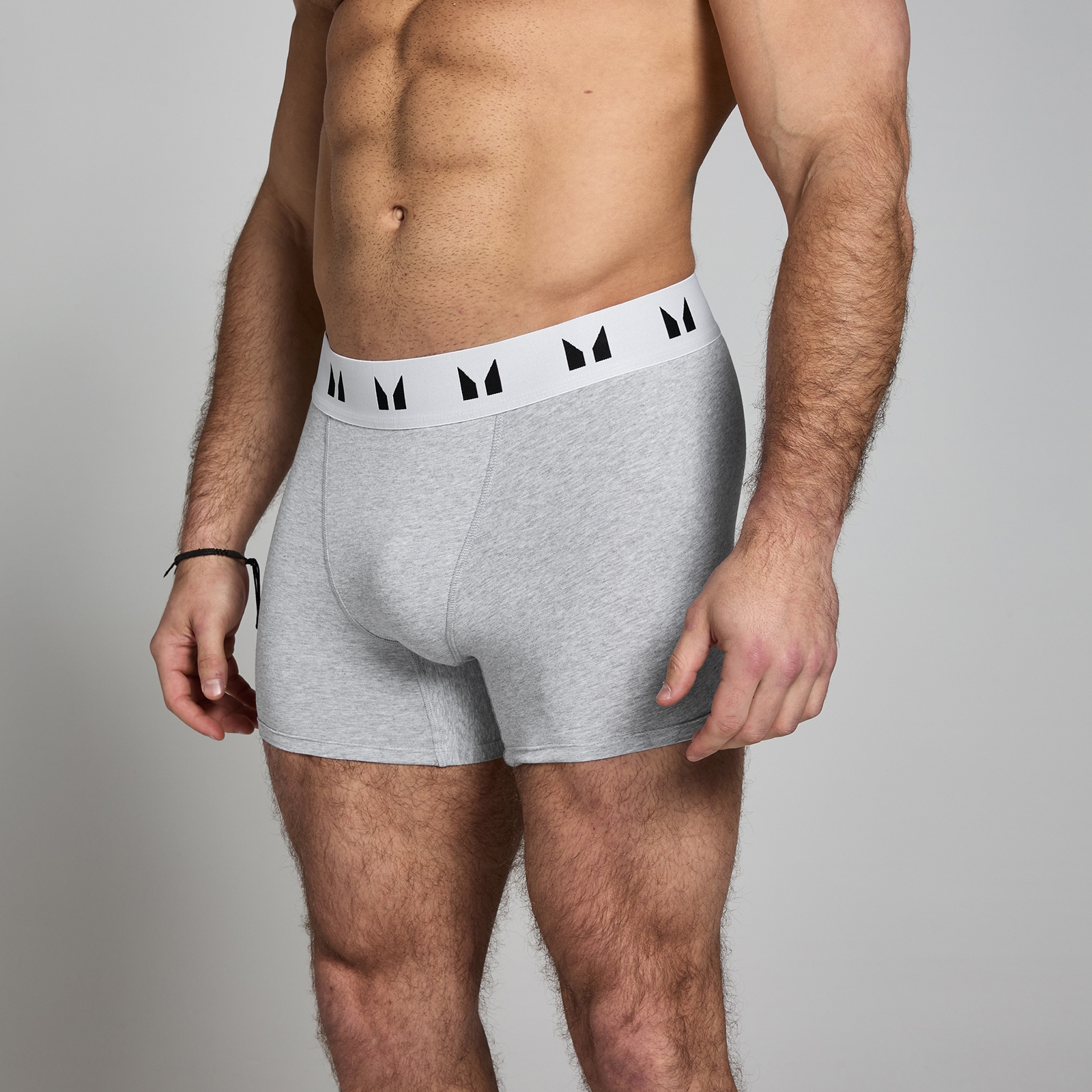 Men's Cotton Boxers (3 Pack) - Grey Marl/White
