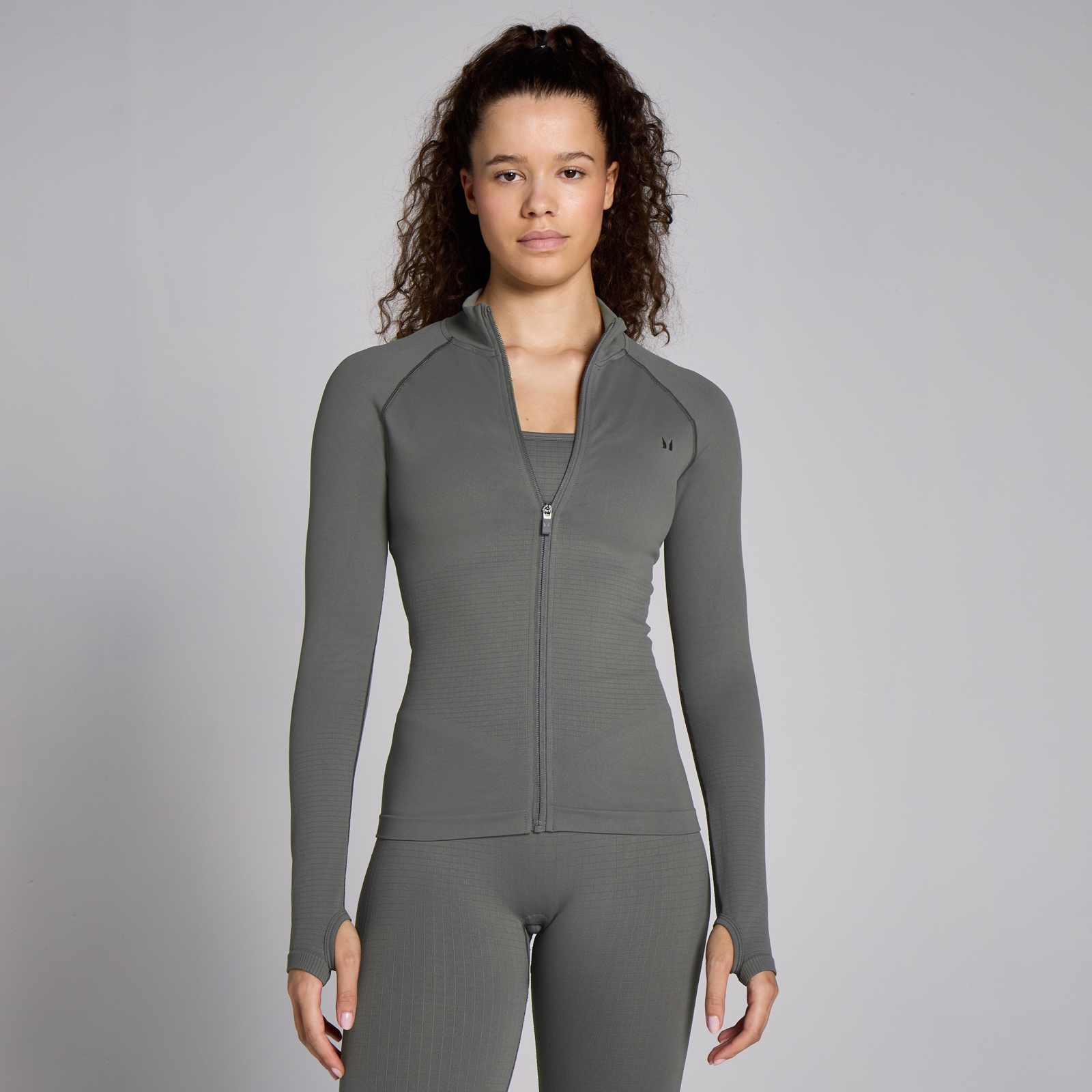MP Women's Lifestyle Waffle Seamless Full Zip Jacket - Gunmetal
