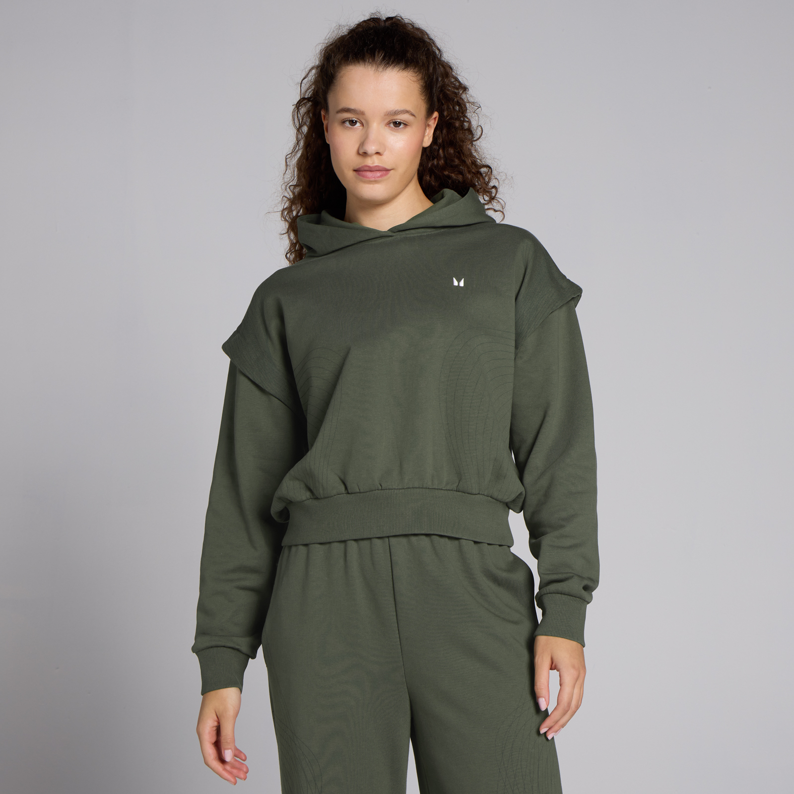MP Women's Tempo Graphic Crop Hoodie - Dark Olive