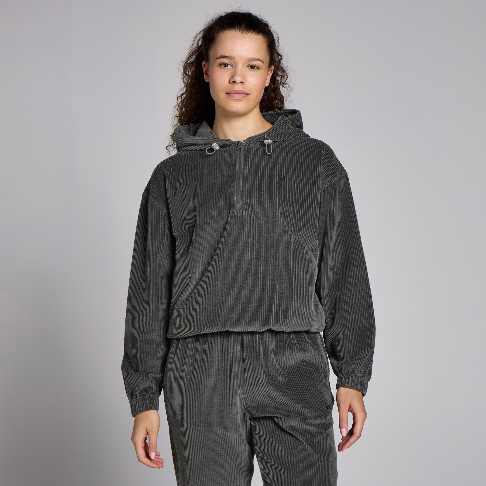MP Women's Lifestyle Corduroy 1/4 Zip Hoodie - Gunmetal