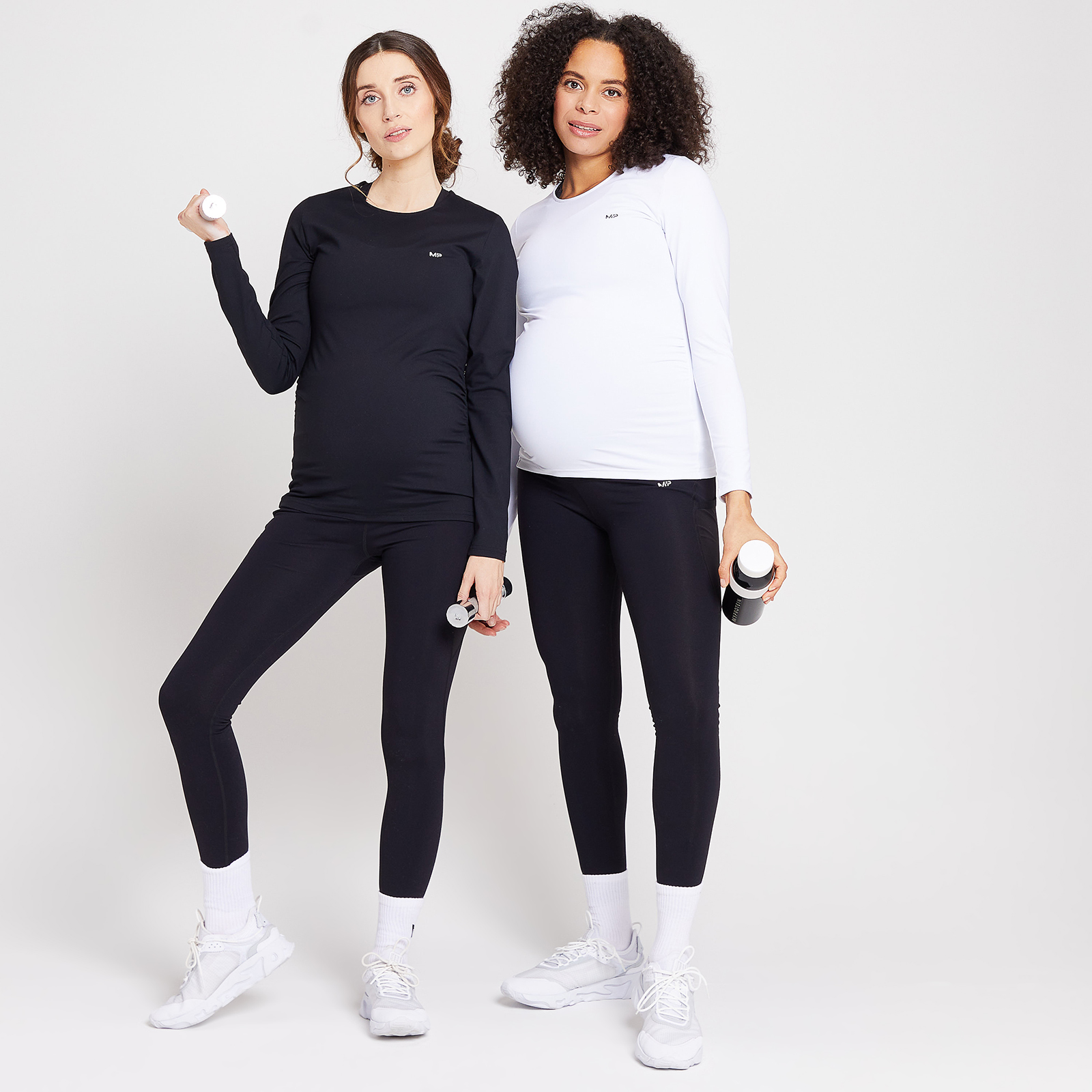 MP Women's Power Maternity Long Sleeve Top Multipack - Black/White
