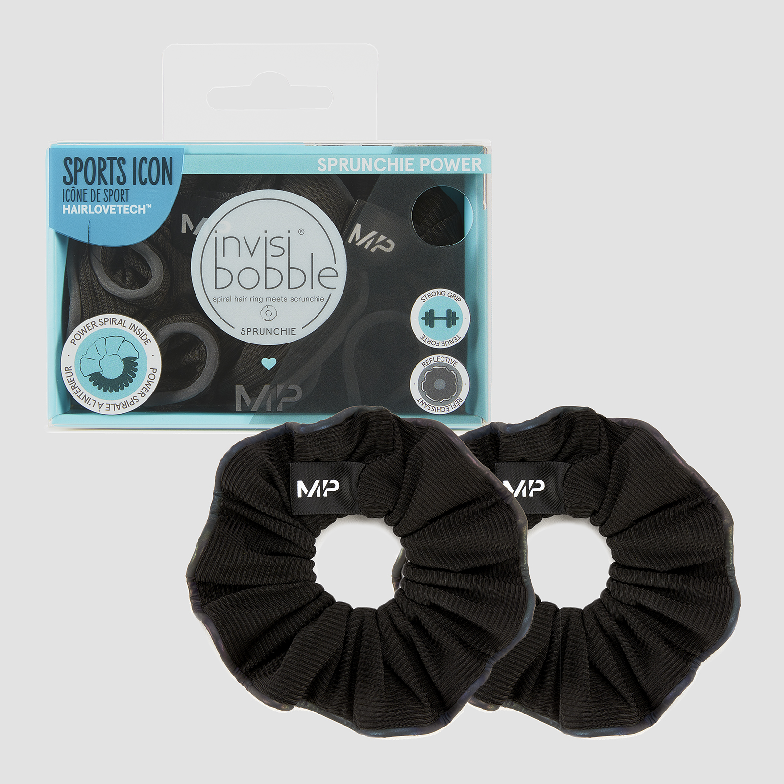 MP X Invisibobble® Reflective Power Sprunchie – Black - 2 PACK