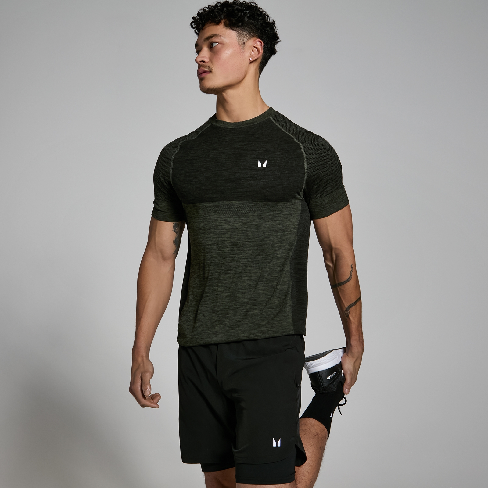 MP Men's Seamless Short Sleeve T-Shirt - Black Marl