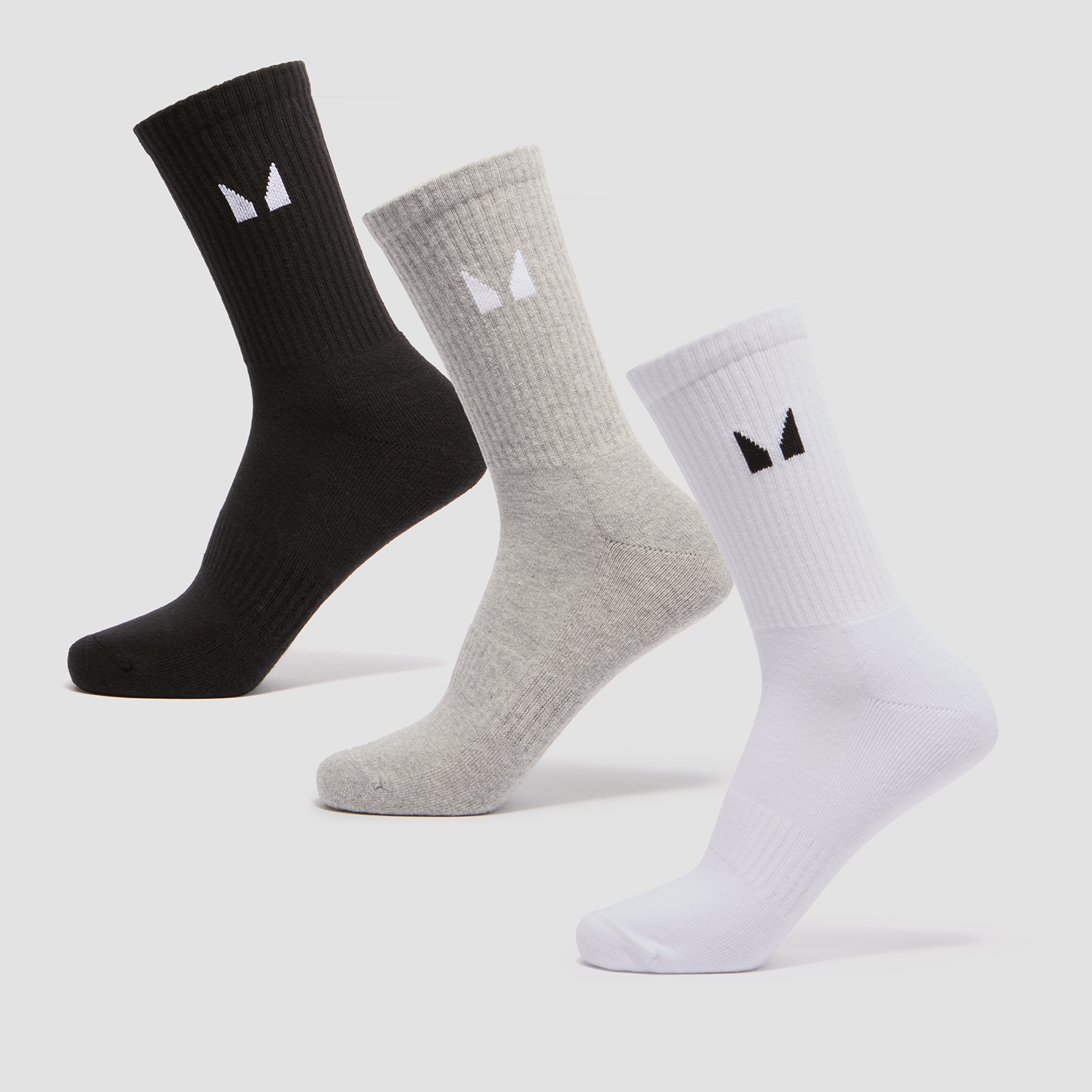 MP Unisex Crew Socks (3 Pack) - White/Black/Grey Marl