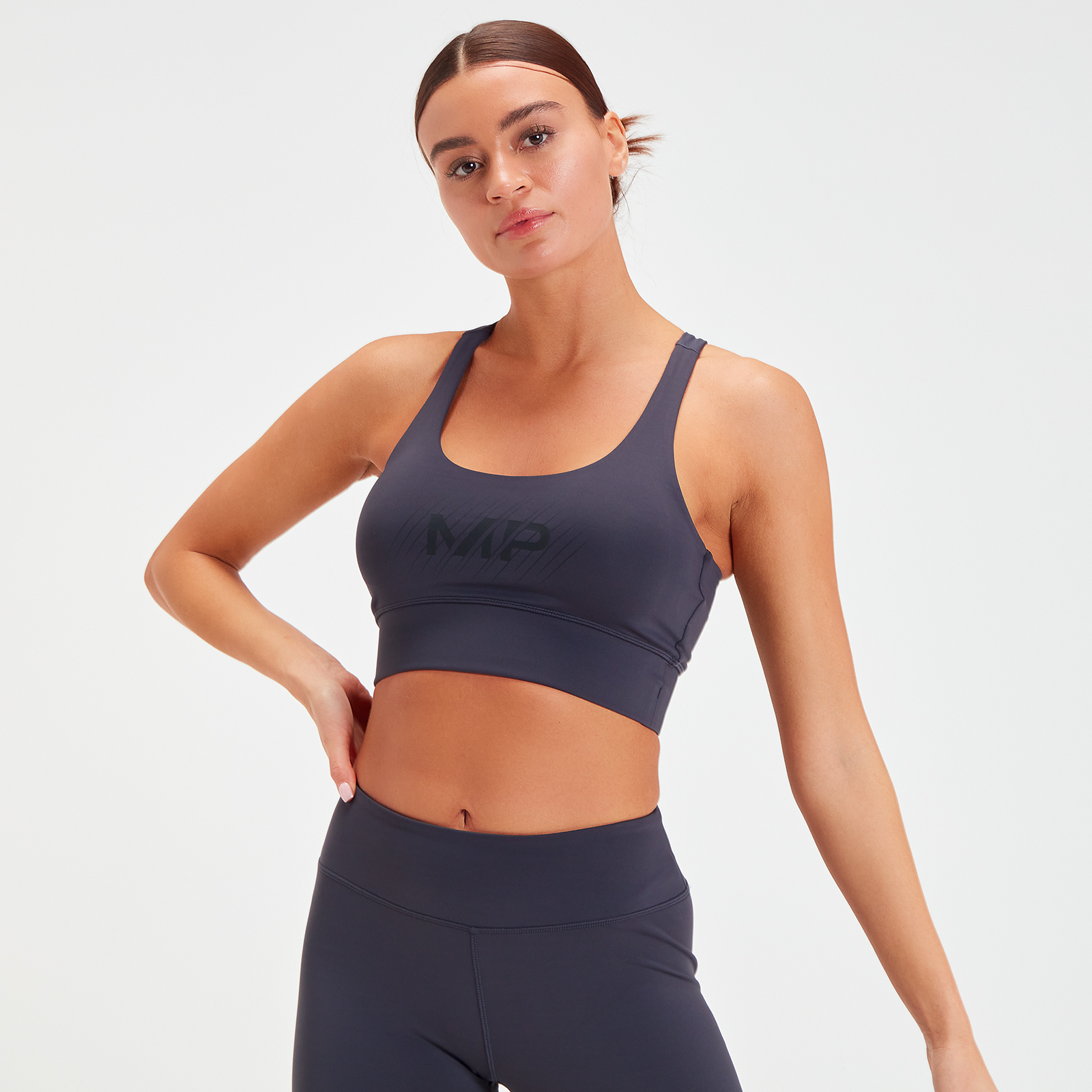 MP Women's Tonal Graphic Sports Bra - Gun Metal