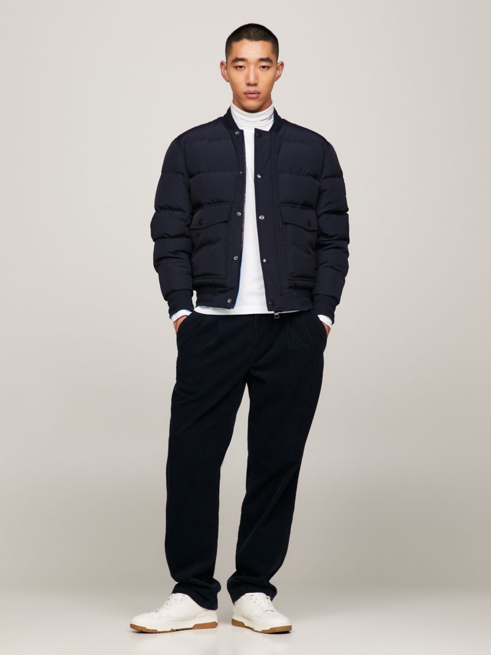 Reversible Down Bomber Jacket - Navy