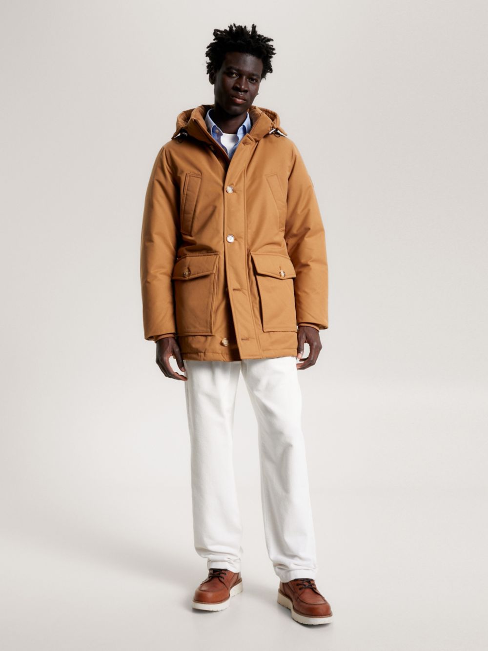 Hooded Recycled Down Parka - Desert Khaki