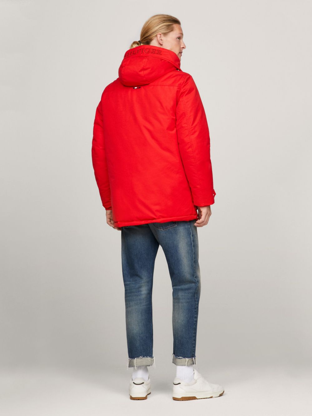 Hooded Recycled Down Parka - Fireworks