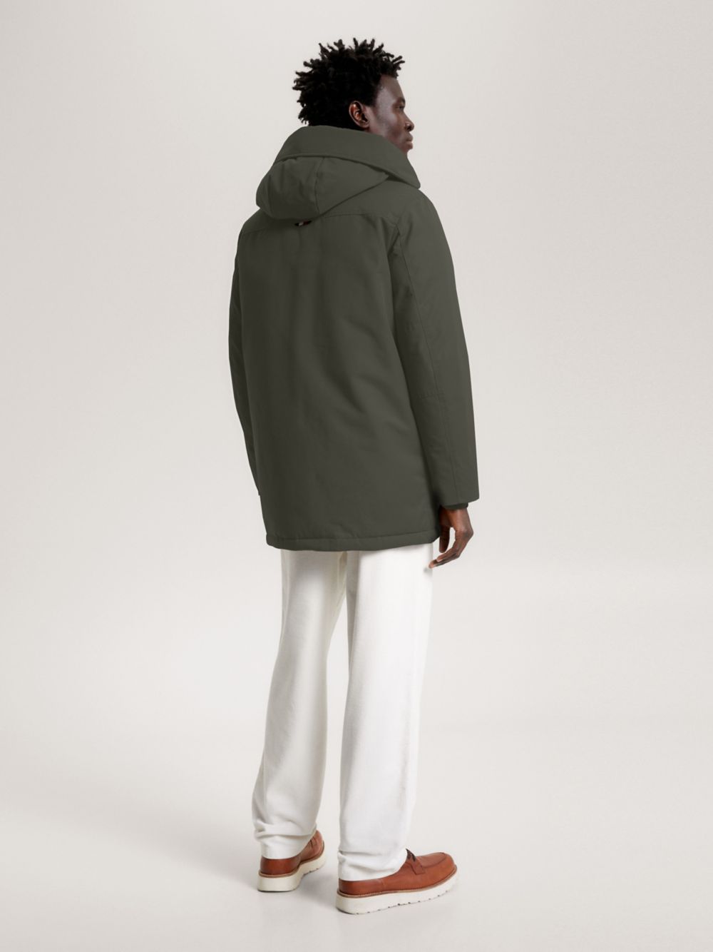 Hooded Recycled Down Parka - Army Green