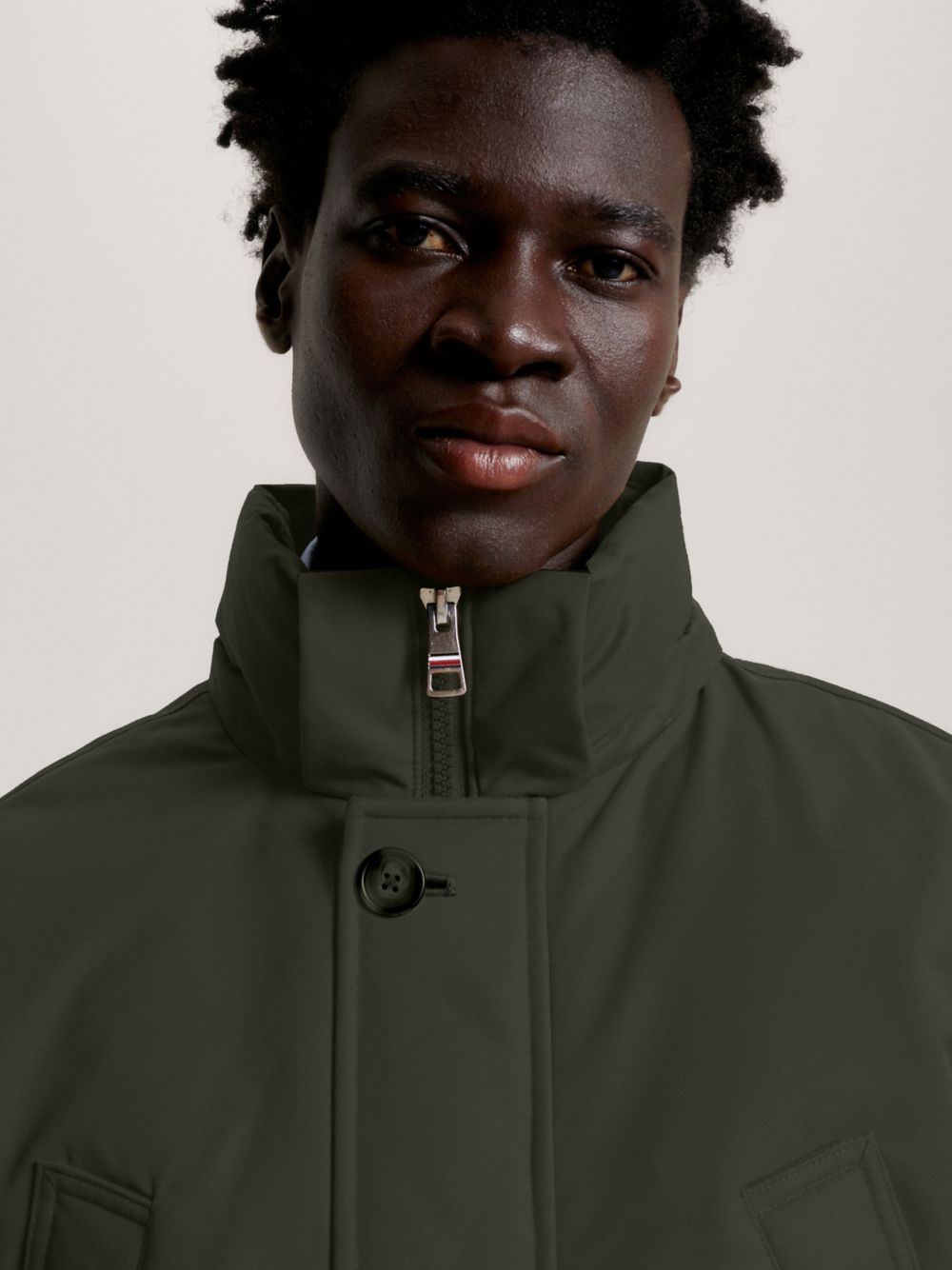 Hooded Recycled Down Parka - Army Green