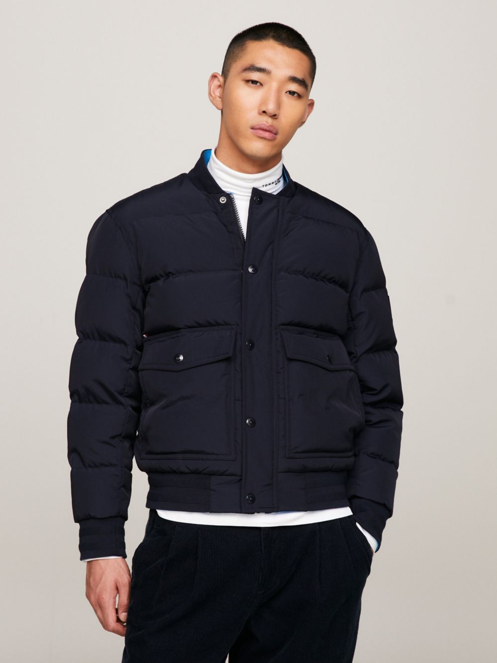 Reversible Down Bomber Jacket - Navy