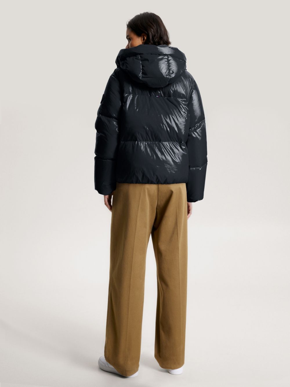 New York TH Logo Glossy Puffer Jacket - Navy