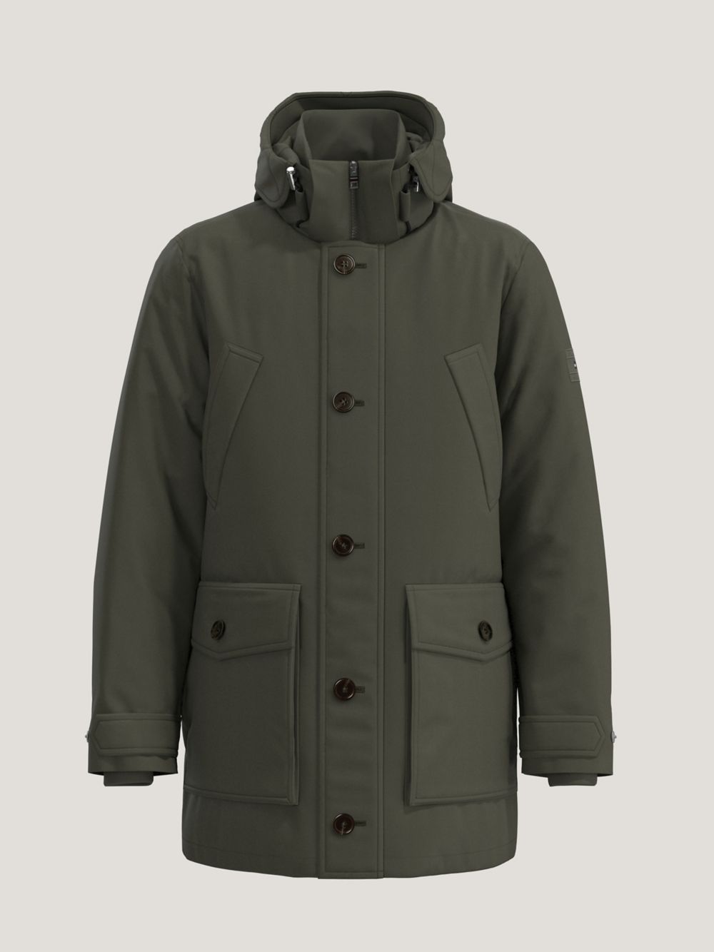 Hooded Recycled Down Parka - Army Green