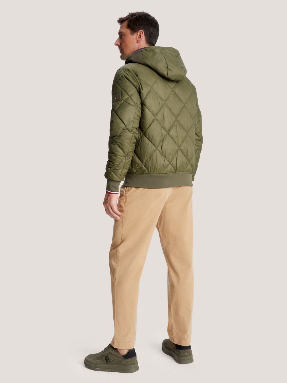 Hooded Diamond Quilted Jacket - Army Green