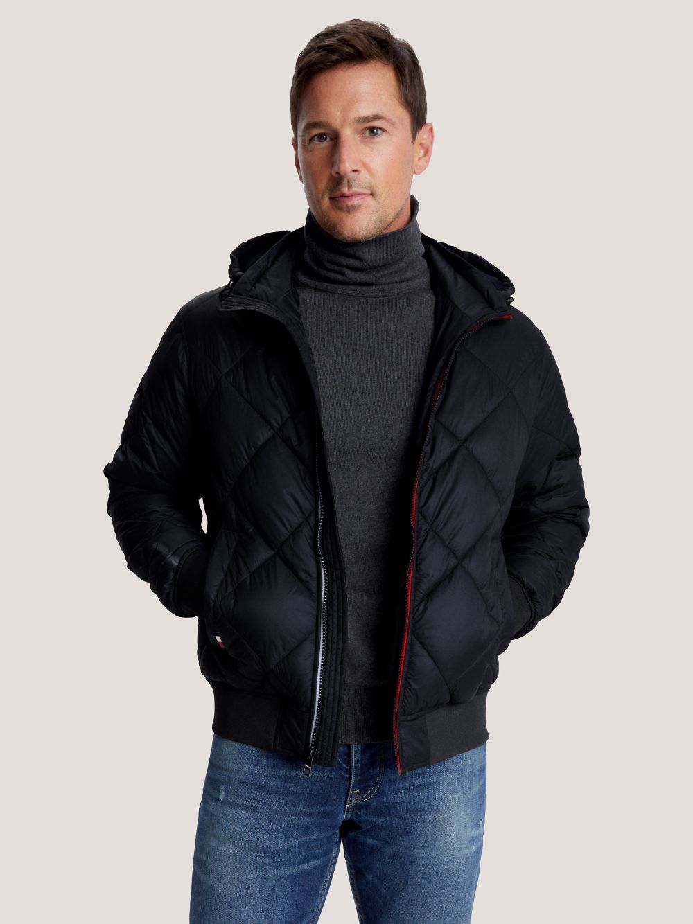 Hooded Diamond Quilted Jacket - Black