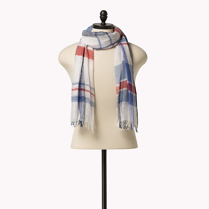 Tommy Hilfiger Cotton Linen Check Scarf