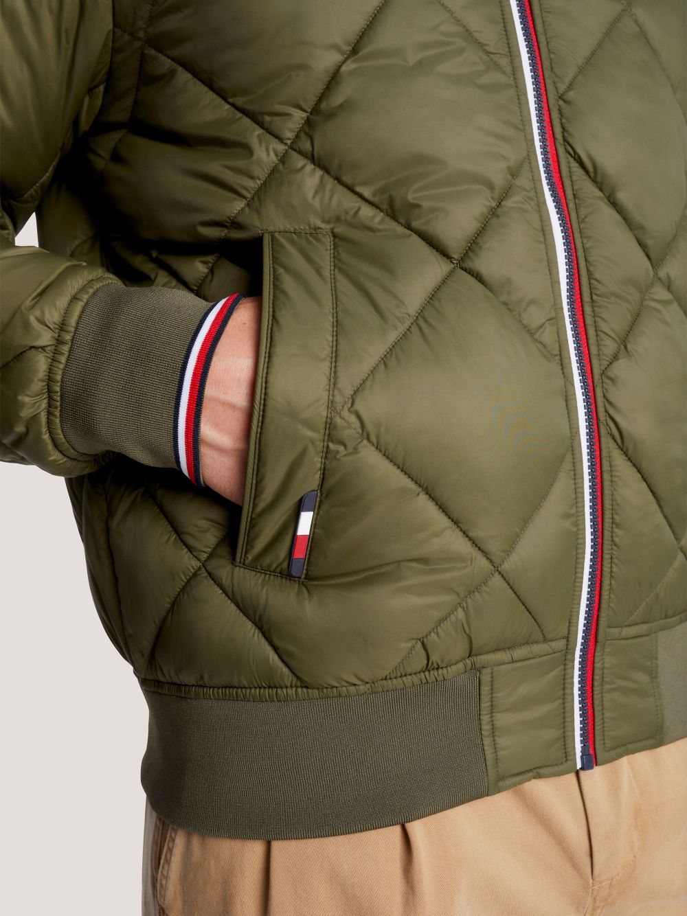 Hooded Diamond Quilted Jacket - Army Green