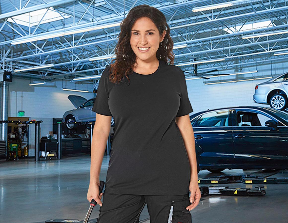 e.s. T-Shirt cotton stretch, Damen, plus fit