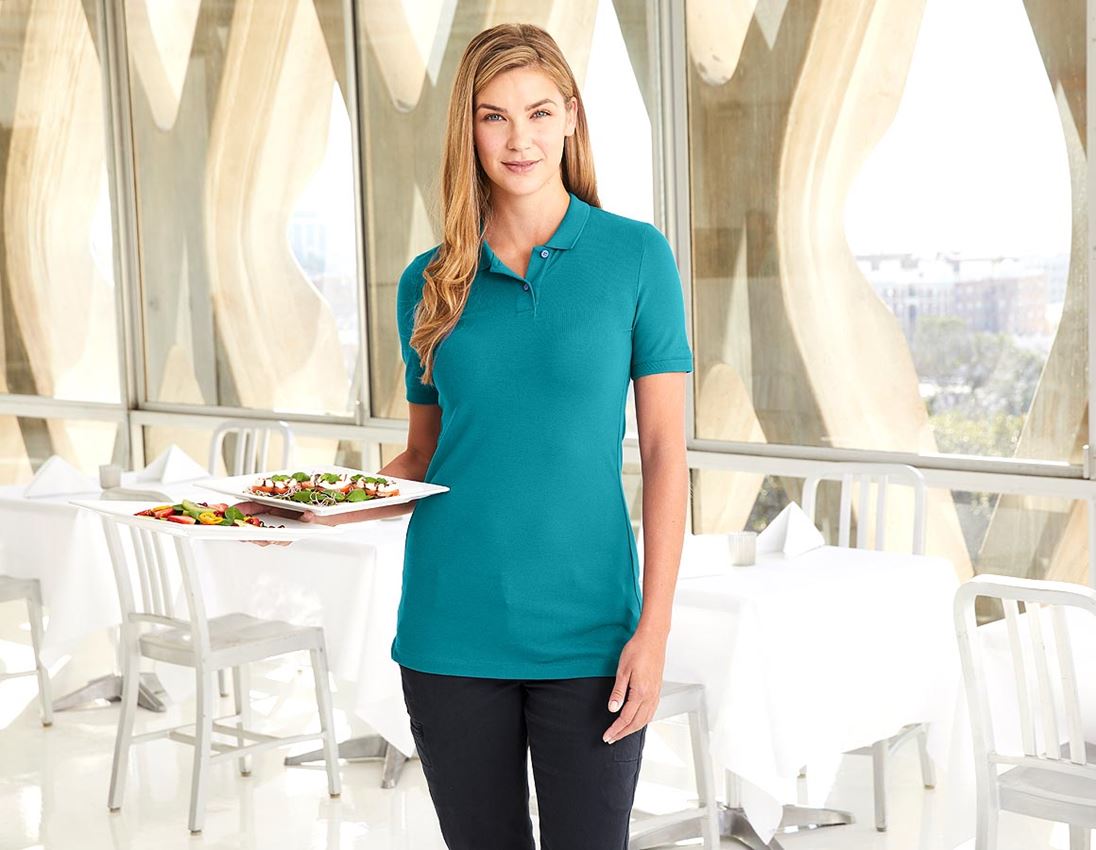 e.s. Piqué-Polo cotton stretch, Damen, long fit